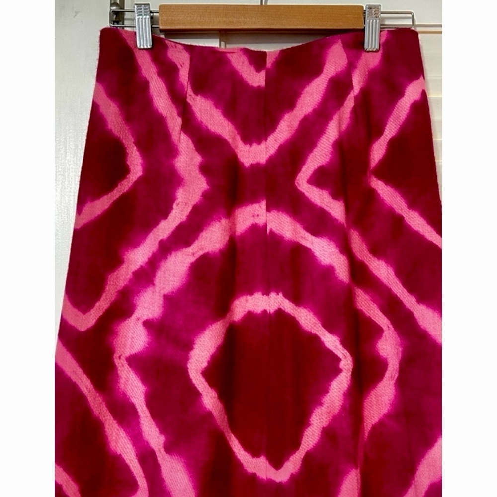 Jade Hot Pink Tie Dye Fringe Hem Skirt Size M Wool Lined - Picture 2 of 12